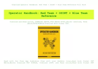 Download Operator Handbook Red Team   OSINT   Blue Team Reference Full Book
