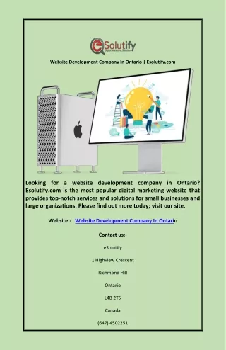 Website Development Company In Ontario | Esolutify.com