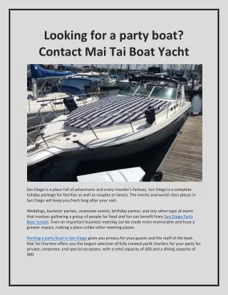 looking for a party boat contact mai tai boat