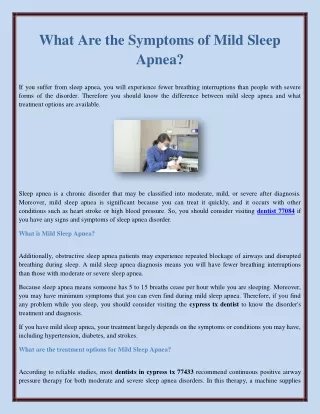 What Are the Symptoms of Mild Sleep Apnea?