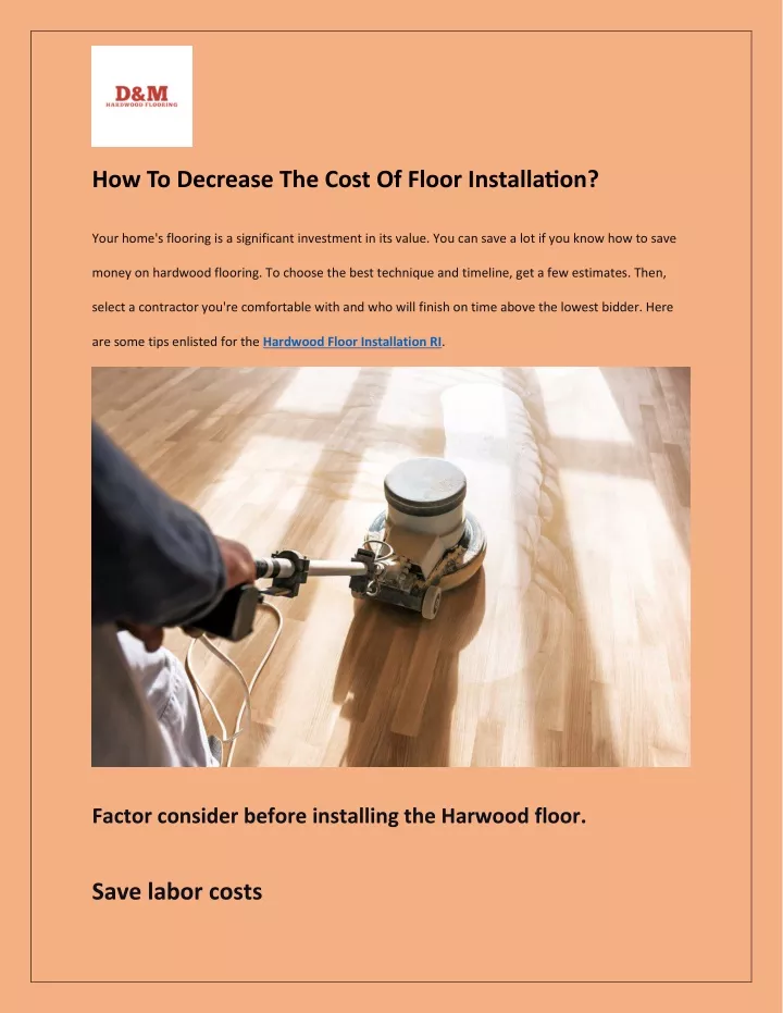 how to decrease the cost of floor installation