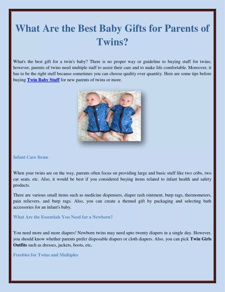 what are the best baby gifts for parents of twins