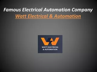 Famous Electrical Automation Company - watt electrical & Automation