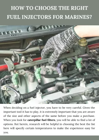 How to Choose the Right Fuel Injectors for Marines
