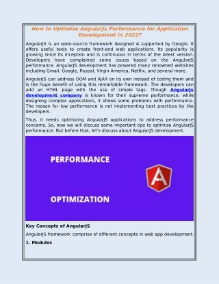 How to Optimize AngularJs Performance for Application Development in 2022?