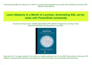 Download [ebook]$$ Learn dbatools in a Month of Lunches Automating SQL server tasks with PowerShell commands [PDF EBOOK