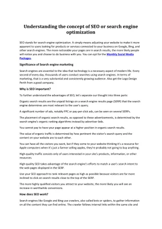 understanding the concept of seo or search engine