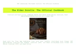 PDF [Download] The Elder Scrolls The Official Cookbook (DOWNLOAD E.B.O.O.K.^)