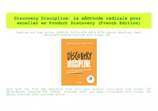 (READ-PDF!) Discovery Discipline La mÃƒÂ©thode radicale pour exceller en Product Discovery (French Edition) eBook PDF