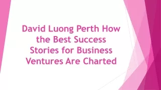 David Luong Perth How the Best Success Stories for Business Ventures Are Charted