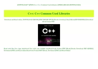 [DOWNLOAD^^][PDF] C   C   Common Used Libraries [[FREE] [READ] [DOWNLOAD]]