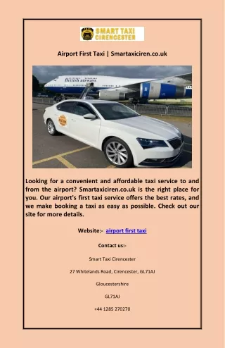 Airport First Taxi | Smartaxiciren.co.uk