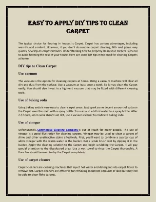 Easy To Apply DIY Tips To Clean Carpet