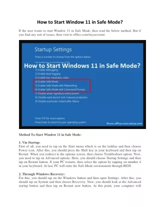 how to start window 11 in safe mode