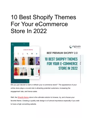 10 Best Shopify Themes For Your eCommerce Store In 2022