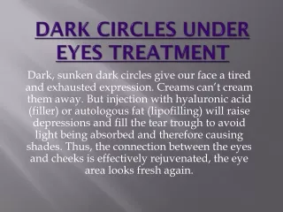 Dark Circles Under Eyes Treatment