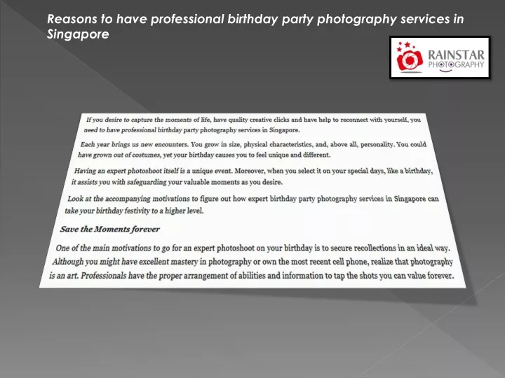 reasons to have professional birthday party