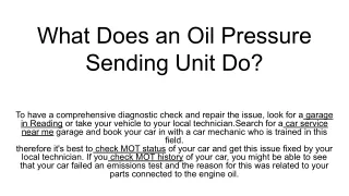 what does an oil pressure sending unit do