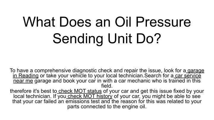 what does an oil pressure sending unit do