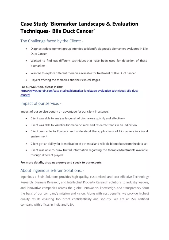 case study biomarker landscape evaluation