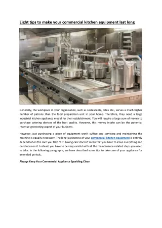 eight tips to make your commercial kitchen