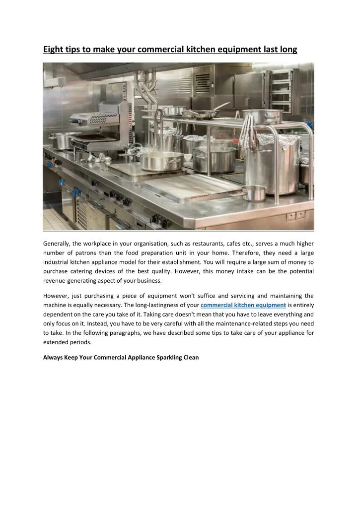 eight tips to make your commercial kitchen