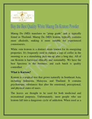 White Maeng Da kratom powder