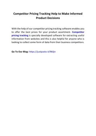 competitor pricing tracking help to make informed