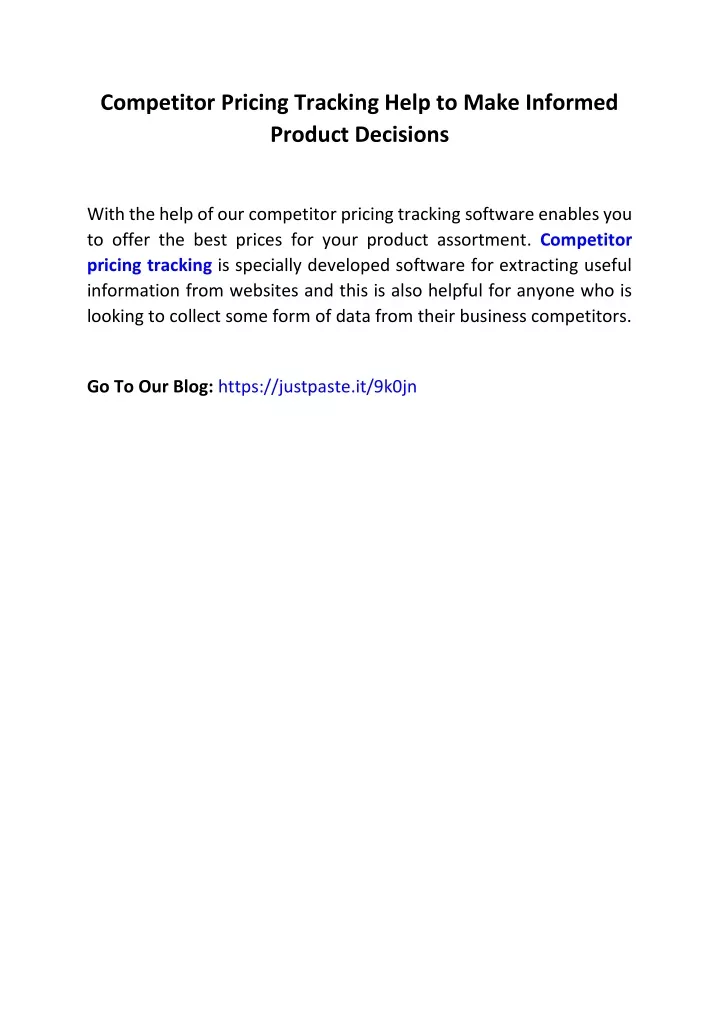 competitor pricing tracking help to make informed