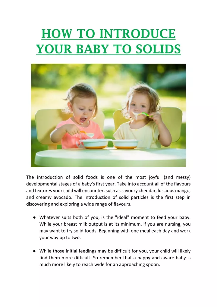 how to introduce your baby to solids