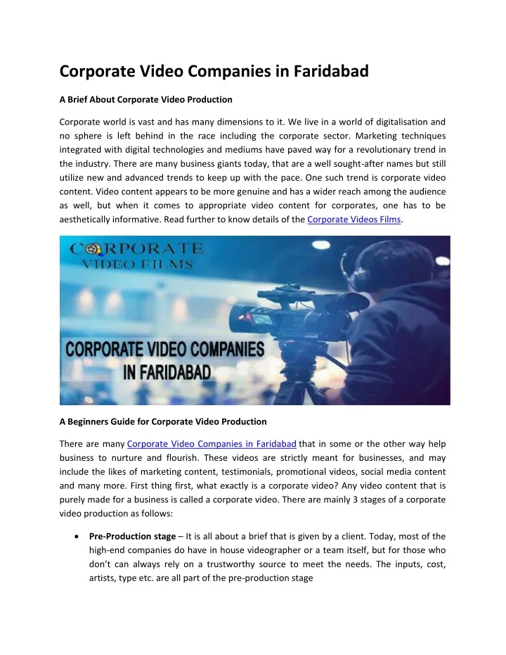 corporate video companies in faridabad