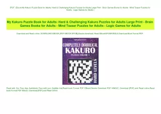 {PDF } Ebook My Kakuro Puzzle Book for Adults Hard & Challenging Kakuro Puzzles for Adults Large Pri