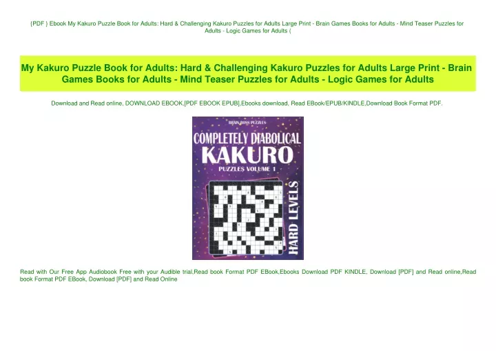 pdf ebook my kakuro puzzle book for adults hard