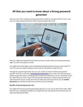 All that you need to know about a Strong password generator