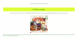 DOWNLOAD  If I Had a Gryphon eBook PDF