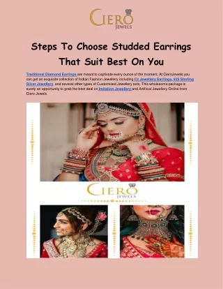 Steps To Choose Studded Earrings That Suit Best On You