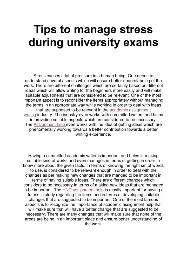 tips to manage stress during university exams