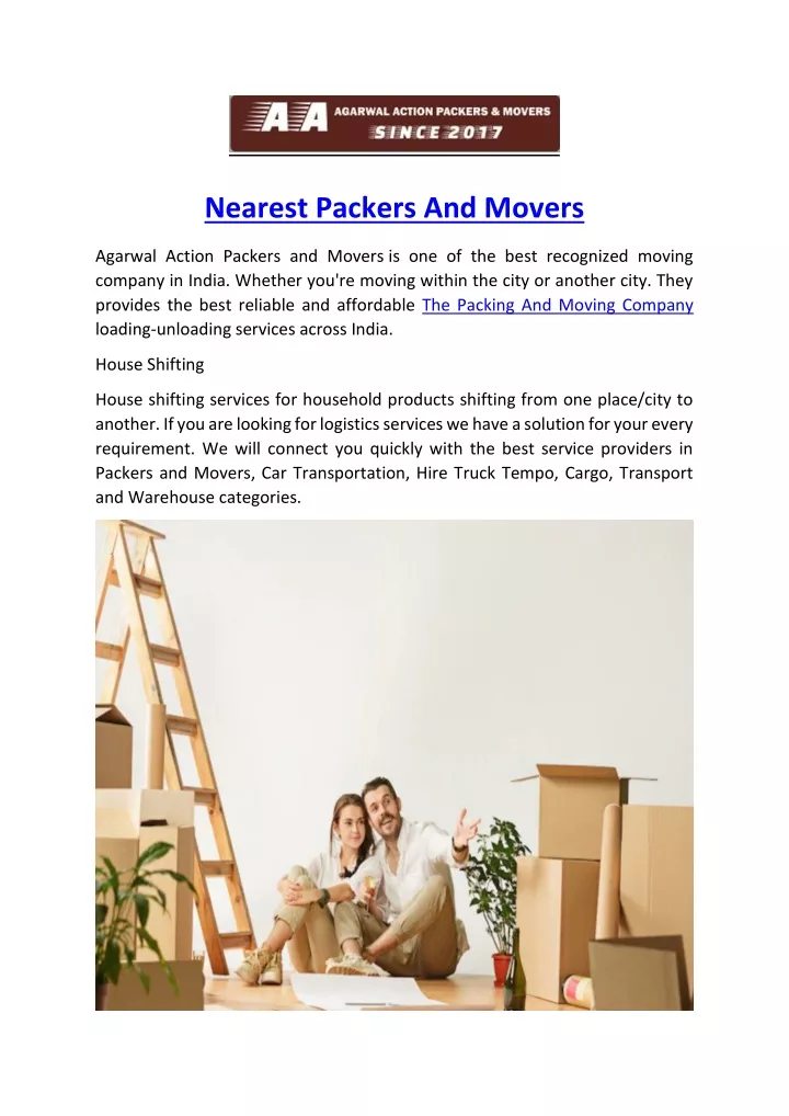nearest packers and movers