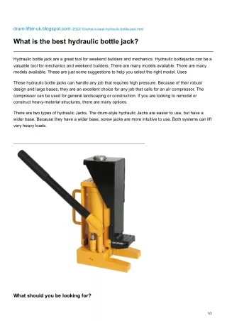 What is the best hydraulic bottle jack