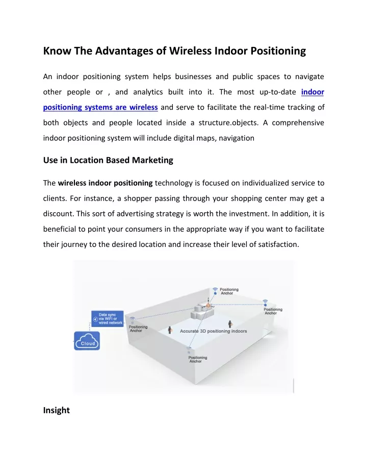 know the advantages of wireless indoor positioning