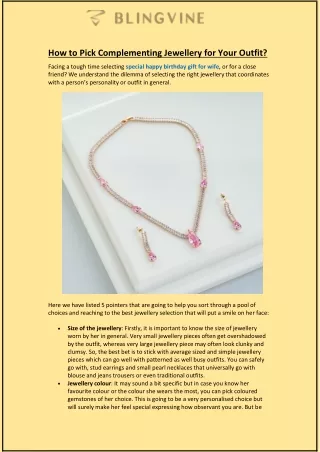 how to pick complementing jewellery for your