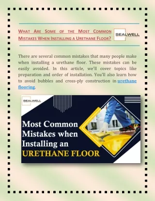 What Are Some of the Most Common Mistakes When Installing a Urethane Floor