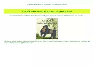 [READ] It's a GREAT Day to Say God is Great! The Friends of God PDF eBook