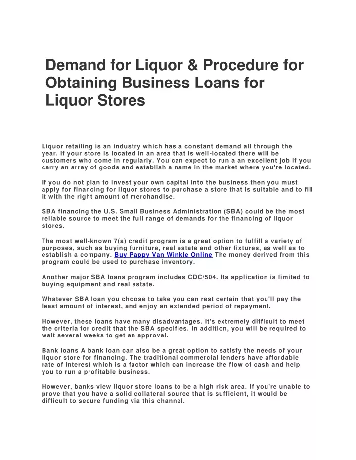 demand for liquor procedure for obtaining