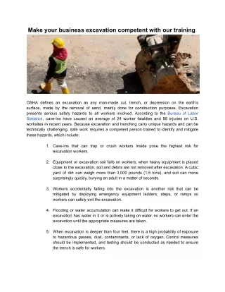 Introduction to excavation competent person training- ImpactsafetyInc