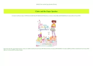 [Pdf]$$ Claire and the Eager Speaker [Ebook]