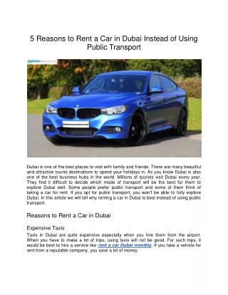 5 reasons to rent a car in dubai instead of using