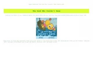 (Epub Download) The Duck Who Couldn't Swim (Ebook pdf)