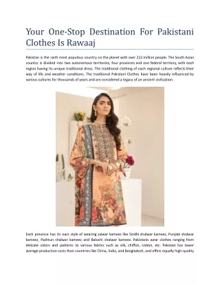 Your One-Stop Destination For Pakistani Clothes Is Rawaaj