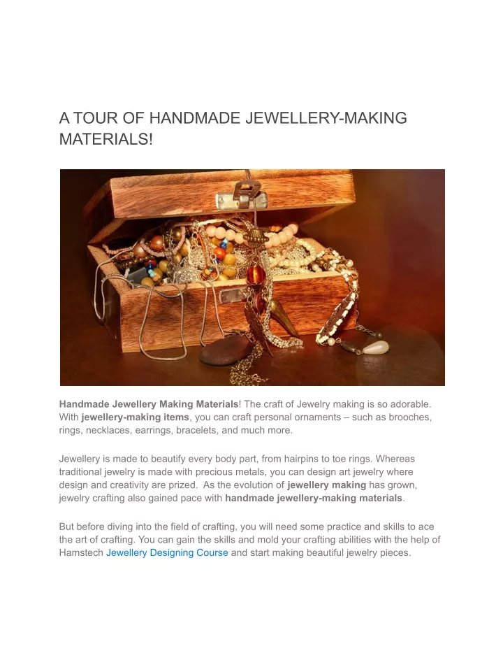 a tour of handmade jewellery making materials